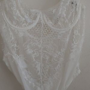 White lace sheer bodysuit